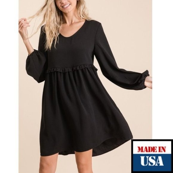 Dresses & Skirts - Black Baby Doll Balloon Sleeve Dress